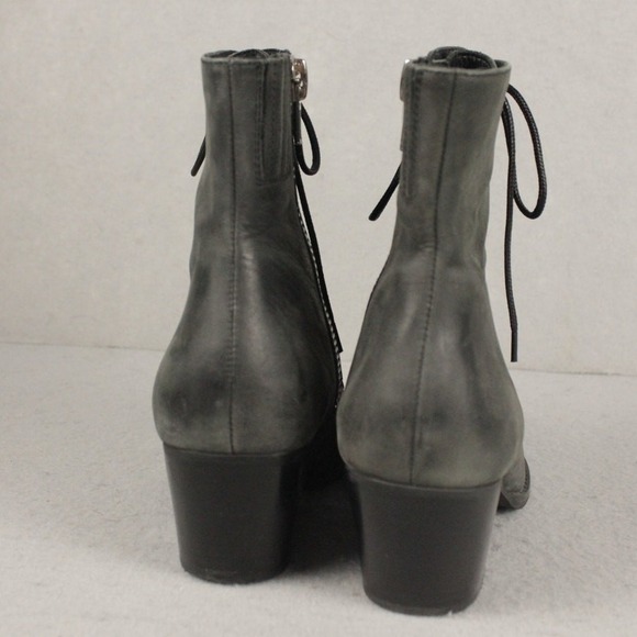 Jeffrey Campbell Gray Leather Lace Up Side Zip Pointed Toe Ankle Boots SULLI 9.5 - Picture 5 of 10